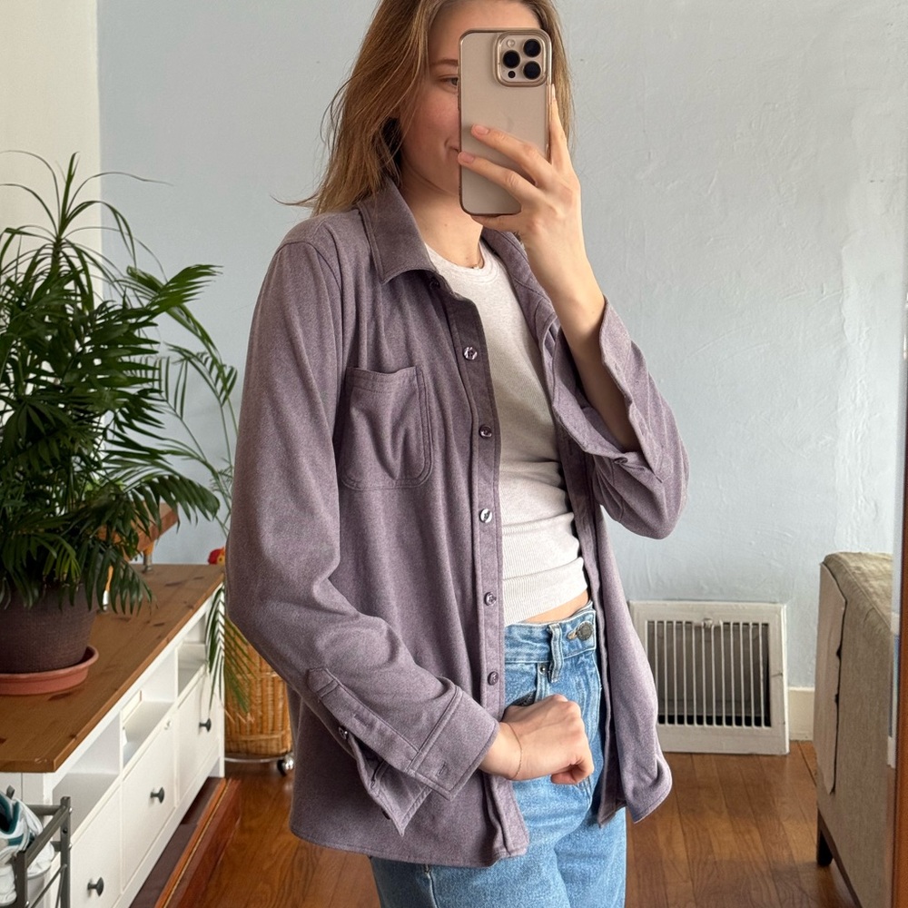 32 Degrees Lavender Button-Up Shirt, Pastel, Flannel